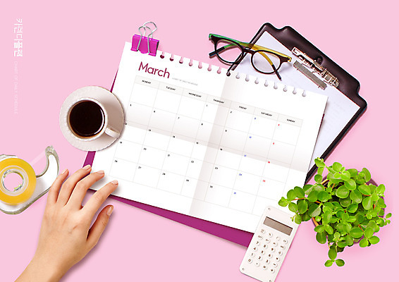 PSD 편집이미지 손 화분 안경 커피 분홍색 신체부위 계산기 달력 계획 테이프 스케쥴러 서류집게 이미지편집 잡화 음료 컬러 컨셉 문구용품 집게 사람 장비 파일형식