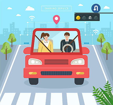 나무 여자 남자 도로 일러스트 사람 상반신 성인 두명 횡단보도 신호등 공유 시민 카풀 공유경제 카쉐어링 국내일러스트 AI파일 식물 길 교통시설 경제 보행로 국민 파일형식 벡터