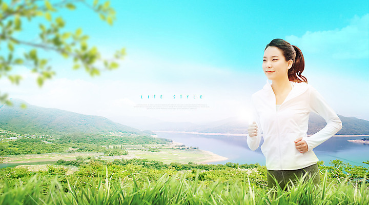 PSD 편집이미지 라이프스타일 공원 여자 한명 사람 상반신 20대 성인 초록색 파란색 운동복 강 달리기 조깅 한국인 성인여자한명만 이미지편집 1 옷 공공시설 컬러 모션 동양인 청년 생활 운동 여자한명만 성인여자만 파일형식