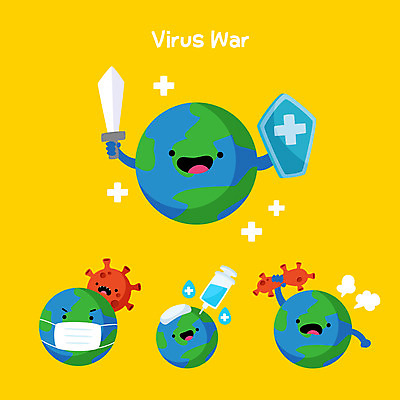 일러스트 주사기 마스크 들기 사람없음 노란색 잡기 바이러스 칼 싸움 방패 박테리아 백신 일러캐릭터 지구캐릭터 AI파일 캐릭터 지구 컬러 의학 의료기기 모션 파일형식 벡터