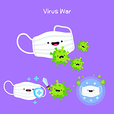 캐릭터 일러스트 마스크 사람없음 보라색 바이러스 칼 보호 싸움 방패 박테리아 백신 일러캐릭터 AI파일 컬러 컨셉 의학 모션 파일형식 벡터