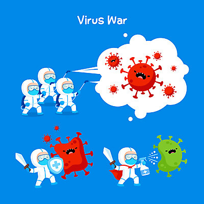 전신 일러스트 들기 여러명 사람없음 파란색 바이러스 칼 뿌리기 싸움 방패 박테리아 방역 백신 소독제 방역복 방역사 방역기 국내일러스트 AI파일 직업 옷 컬러 다수 의학 모션 사람 파일형식 벡터