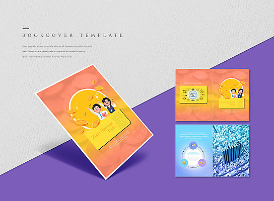 PSD 템플릿 표지디자인 북디자인 출판디자인 여자 표지 남자 ZIP 내지 리플렛 북커버 들기 팜플렛 두명 건물 파란색 손들기 달러 동전 주황색 저금통 금리 이미지템플릿 건축물 컬러 돈 모션 사람 금융 저축 파일형식