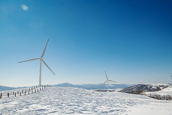 포토 JPG 주간 계절 겨울 사람없음 야외 파란색 설원 흰색 눈 풍력에너지 강원도 강릉 대관령 겨울풍경 국내포토 자연요소 컬러 날씨 한국 눈_날씨 풍경 그린에너지 파일형식