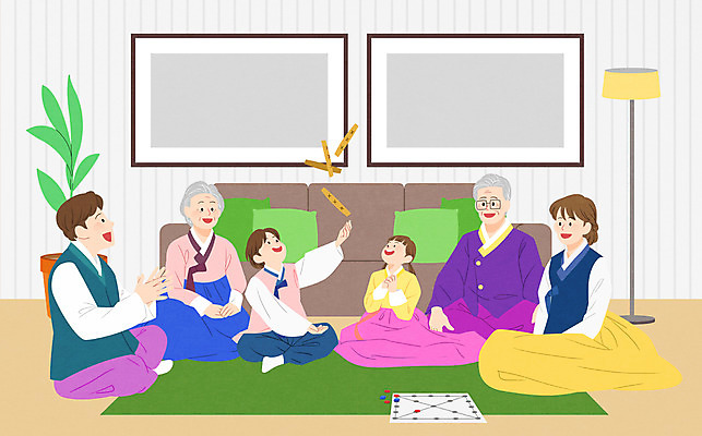 전신 PSD 여자 명절 노년 남자 화분 어린이 액자 일러스트 가족 근하신년 새해 앉기 여러명 성인 소파 설날 전통놀이 스탠드 던지기 윷놀이 한복 박수 국내일러스트 한국전통 전통 기념일 다수 의자 관계 모션 놀이 조명 사람 손짓 전통의상 파일형식