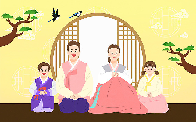 전신 PSD 여자 명절 남자 어린이 일러스트 창문 가족 근하신년 새해 미소 앉기 여러명 성인 설날 노란색 새해인사 소나무 한복 까치 국내일러스트 나무 한국전통 전통 기념일 컬러 다수 관계 모션 조류 표정 사람 인사 전통의상 파일형식