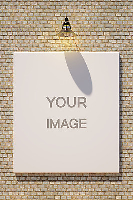 PSD 편집이미지 액자 벽돌 조명 간판 벽면 그림자 사람없음 갈색 3D 디지털합성 복고 목업 뉴트로 편집3D 벽 컬러 파일형식