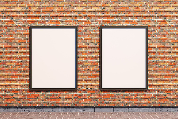 PSD 편집이미지 벽돌 벽면 액자틀 사람없음 갈색 3D 디지털합성 복고 목업 뉴트로 편집3D 벽 컬러 액자 틀 파일형식