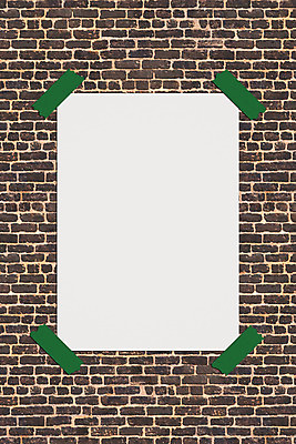 PSD 편집이미지 포스터 종이 벽돌 벽면 사람없음 갈색 3D 디지털합성 복고 벽보 목업 편집3D 벽 컬러 파일형식