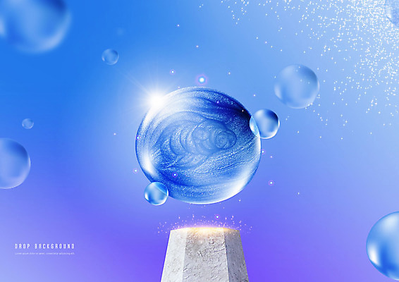 PSD 편집이미지 백그라운드 사람없음 파란색 빛 반짝임 물방울 기둥 원형 액체 이미지편집 도형 건축 컬러 모션 파일형식