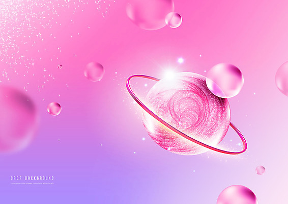 PSD 편집이미지 분홍색 백그라운드 사람없음 빛 반짝임 물방울 원형 액체 고리 이미지편집 도형 컬러 모션 파일형식