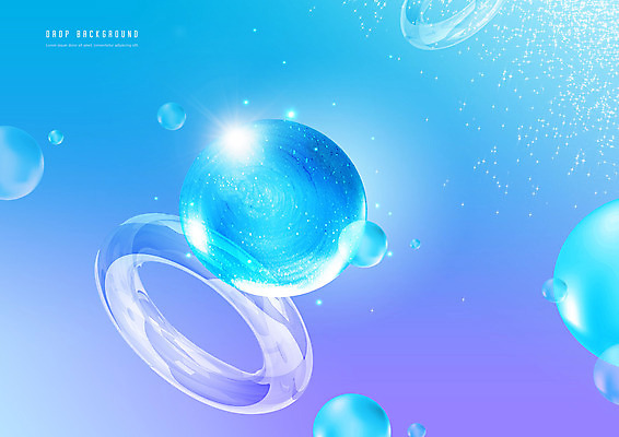 PSD 편집이미지 하늘색 백그라운드 사람없음 빛 반짝임 물방울 원형 투명 액체 고리 이미지편집 도형 모션 파란색 파일형식