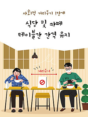 전신 여자 남자 일러스트 탁자 마스크 들기 성인 두명 스마트폰 노란색 식당 사진촬영 식사 먹기 성인만 코로나바이러스 사회적거리두기 델타변이바이러스 국내일러스트 AI파일 캠페인 컬러 가구 모션 사람 핸드폰 스마트기기 상점 촬영 바이러스 파일형식 벡터