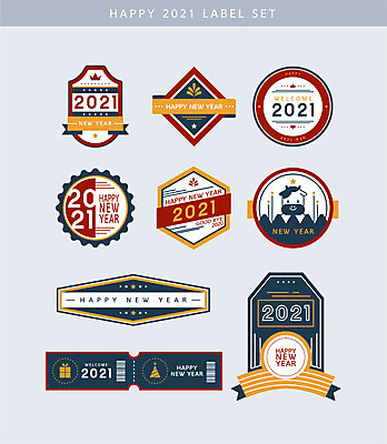 리본 일러스트 새해 사람없음 선물상자 세트 컬러풀 라벨 고깔모자 소 쿠폰 해피뉴이어 2021년 신축년 국내일러스트 AI파일 모자_잡화 컬러 포유류 프레임 선물 상자 새해인사 연도 파일형식 벡터