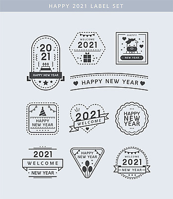 리본 라인일러스트 일러스트 새해 사람없음 선물상자 세트 라벨 케이크 검은색 고깔모자 소 해피뉴이어 풍선 2021년 신축년 국내일러스트 AI파일 모자_잡화 컬러 포유류 디저트 프레임 선물 상자 새해인사 연도 파일형식 벡터