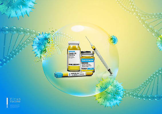 PSD 편집이미지 의학 주사기 사람없음 컬러풀 약 물방울 바이러스 보호 약병 DNA 시험관 바이오 백신 전염병 코로나바이러스 백신개발 델타변이바이러스 이미지편집 컬러 컨셉 의료기기 실험기구 질병 생명공학 개발 병_담는 파일형식