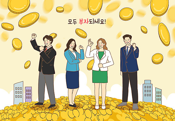 전신 PSD 여자 남자 돈 일러스트 사람 정장 여러명 성인 노란색 파이팅 직장인 OK 금화 성인만 국내일러스트 직업 옷 컬러 다수 모션 손짓 재산 황금 파일형식