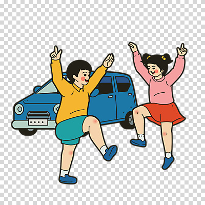 전신 편집이미지 여자 명절 남자 어린이 자동차 누끼 사람 소녀 소년 두명 설날 추석 춤 즐거움 카툰스타일 PNG 쉬어가기 휴식처 어린이만 편집소스 졸음쉼터 전통 기념일 감정 육상교통 문화예술 휴식 파일형식