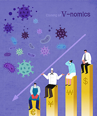 전신 여자 남자 화살표 일러스트 그래프 앉기 여러명 성인 보라색 요리사 직장인 화폐기호 바이러스 좌절 승무원 하락 사회이슈 경제불황 성인만 소상공인 브이노믹스 국내일러스트 AI파일 직업 기호 감정 컬러 다수 컨셉 모션 사람 경제 상인 화폐 불황 파일형식 벡터