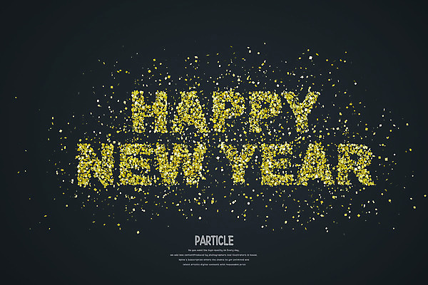 PSD 편집 편집이미지 텍스트 타이포그라피 사람없음 노란색 3D 검은색 금색 새해인사 디지털합성 해피뉴이어 더스트파티클 편집소스 이미지편집 편집3D 문자 컬러 새해 인사 파일형식