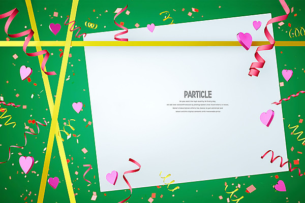 PSD 편집 편집이미지 사각프레임 사람없음 초록색 파티 3D 하트 디지털합성 꽃가루 더스트파티클 카피스페이스 편집소스 이미지편집 편집3D 모양 컬러 프레임 이벤트 사각형 공백 가루 파일형식