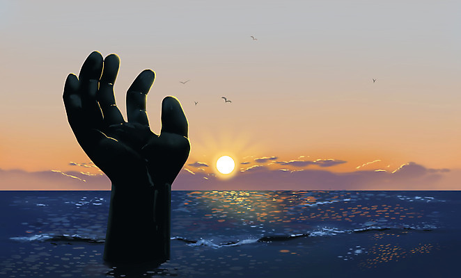 PSD 구름 바다 일러스트 갈매기 하늘 풍경 사람없음 태양 일출 다리 전망대 국내일러스트 자연요소 조류 신체부위 노을 파일형식