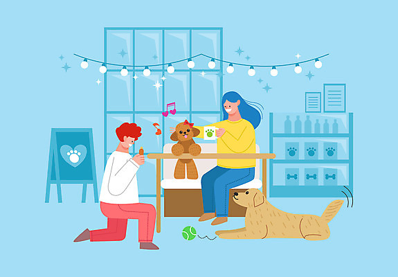 전신 여자 남자 반려견 하늘색 두마리 의자 일러스트 조명 들기 사람 앉기 성인 두명 머그컵 골든리트리버 야구공 진열장 푸들 반려 애견간식 애견카페 성인만 쓰다듬기 국내일러스트 AI파일 가구 2 공 모션 컵 파란색 반려동물 카페 야구용품 개 리트리버 파일형식 벡터