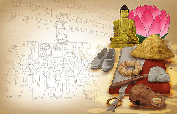 전신 PSD 여자 기념일 남자 백그라운드 불교 일러스트 여러명 성인 축제 오브젝트 고무신 연등 염주 목탁 승복 삿갓 베이지색 부처님상 연등행사 성인만 국내일러스트 모자_잡화 종교 컬러 다수 신발 전통소품 사람 이벤트 등불 불상 불교용품 부처 파일형식