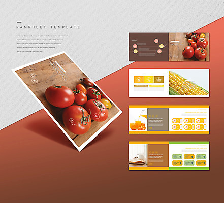 템플릿 ZIP 리플렛 토마토 오렌지 옥수수 팜플렛 사람없음 갈색 바구니 주스 우유 쿠폰 건강식품 인디자인 INDD 이미지템플릿 음료 음식 컬러 채소 과일 유제품 곡류 건강 파일형식