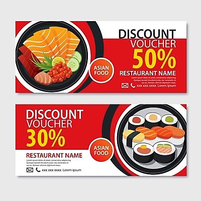 EPS 해외이미지 접시 음식 일러스트 요리 사람없음 빨간색 세트 세일 초밥 메뉴 연어회 할인쿠폰 일본음식 해외일러스트 식기 컬러 생선회 쿠폰 연어 파일형식 벡터