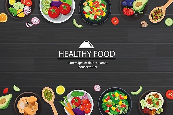 EPS 해외이미지 과일 일러스트 사람없음 샐러드 유기농 채식 나무숟가락 건강식 비건음식 해외일러스트 웰빙 음식 숟가락 파일형식 벡터 비건