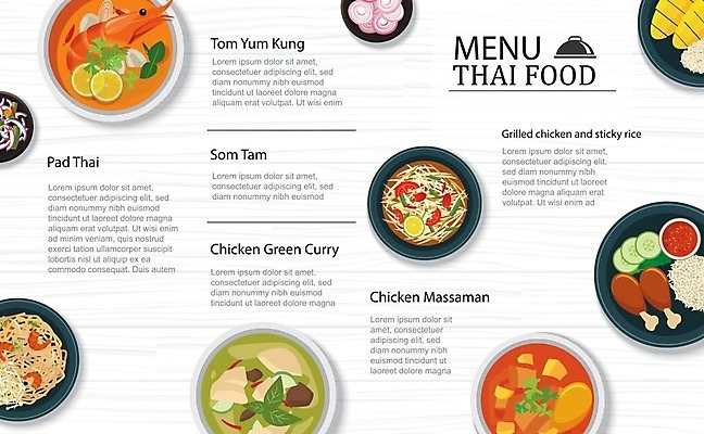 EPS 해외이미지 접시 일러스트 요리 사람없음 메뉴 메뉴판 동남아음식 태국음식 팟타이 해외일러스트 식기 음식 동양음식 파일형식 벡터