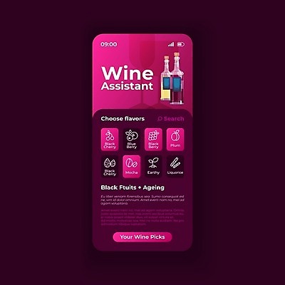 EPS 해외이미지 배너템플릿 분홍색 웹템플릿 디자인시안 모바일 사람없음 스마트폰 세트 와인 선택 어플리케이션 와인병 서비스 모바일템플릿 모바일웹 추천 UI 소셜네트워크 소셜미디어 인터페이스 웹배너 모바일앱 SNS배너 모바일페이지 이미지템플릿 템플릿 배너 컬러 컨셉 병_용기 주류 핸드폰 스마트기기 페이지 파일형식 벡터