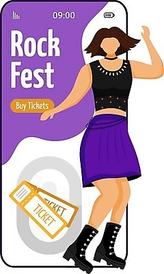 EPS 해외이미지 캐릭터 여자 일러스트 모바일 한명 사람 성인 스마트폰 보라색 춤 티켓 락페스티벌 성인여자한명만 해외일러스트 일러캐릭터 1 컬러 문화예술 핸드폰 스마트기기 축제 여자한명만 성인여자만 파일형식 벡터