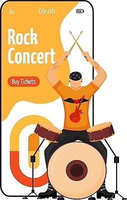 EPS 해외이미지 남자 일러스트 모바일 한명 들기 성인 스마트폰 노란색 콘서트 드럼 락 드러머 드럼스틱 성인남자한명만 해외일러스트 1 컬러 모션 타악기 사람 핸드폰 스마트기기 공연 로큰롤 남자한명만 성인남자만 파일형식 벡터