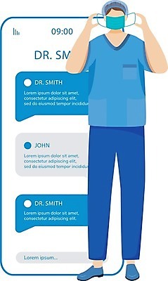 EPS 해외이미지 남자 일러스트 모바일 마스크 한명 성인 스마트폰 건강관리 디지털 의사 서비스 온라인 원격의료 성인남자한명만 해외일러스트 1 의학 건강 관리 사람 핸드폰 스마트기기 진료 의료진 원격 남자한명만 성인남자만 파일형식 벡터