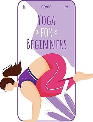 EPS 해외이미지 여자 일러스트 요가 모바일 한명 성인 스마트폰 요가자세 성인여자한명만 홈트레이닝 오하운 해외일러스트 1 웰빙 포즈 사람 핸드폰 스마트기기 운동 신조어 여자한명만 성인여자만 파일형식 벡터