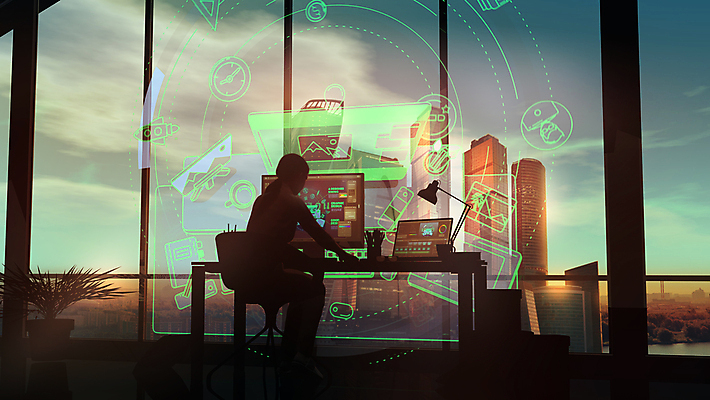 포토 JPG 해외이미지 전신 여자 실루엣 창문 한명 앉기 성인 컴퓨터 모니터 고층빌딩 홀로그램 성인여자한명만 해외202004 해외포토 1 모션 촬영기법 사람 빌딩 전자제품 여자한명만 성인여자만 파일형식