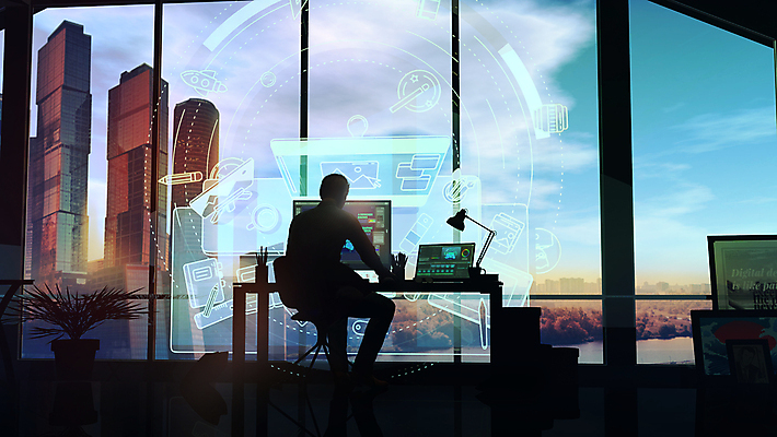 포토 JPG 해외이미지 남자 실루엣 의자 창문 한명 앉기 성인 모니터 고층빌딩 업무 책상 홀로그램 성인남자한명만 해외202004 해외포토 1 가구 모션 촬영기법 사람 빌딩 컴퓨터 작업 남자한명만 성인남자만 파일형식