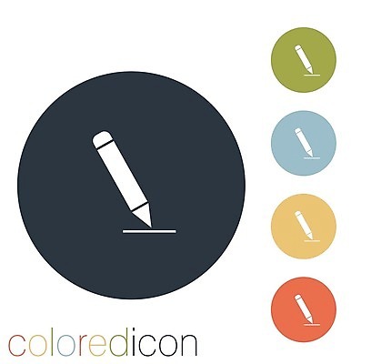 EPS 해외이미지 일러스트 비즈니스 사람없음 세트 픽토그램 연필 기록 원형 심볼 해외202004 해외일러스트 도형 학용품 필기구 파일형식 벡터