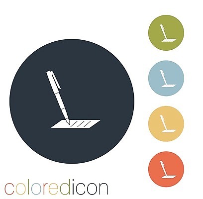 EPS 해외이미지 종이 일러스트 비즈니스 사람없음 세트 픽토그램 연필 펜 기록 원형 심볼 해외202004 해외일러스트 도형 학용품 필기구 파일형식 벡터