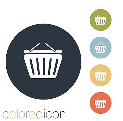 EPS 해외이미지 일러스트 비즈니스 모바일 사람없음 세트 픽토그램 원형 심볼 장바구니 온라인쇼핑 모바일쇼핑 해외202004 해외일러스트 도형 쇼핑 바구니 온라인 파일형식 벡터