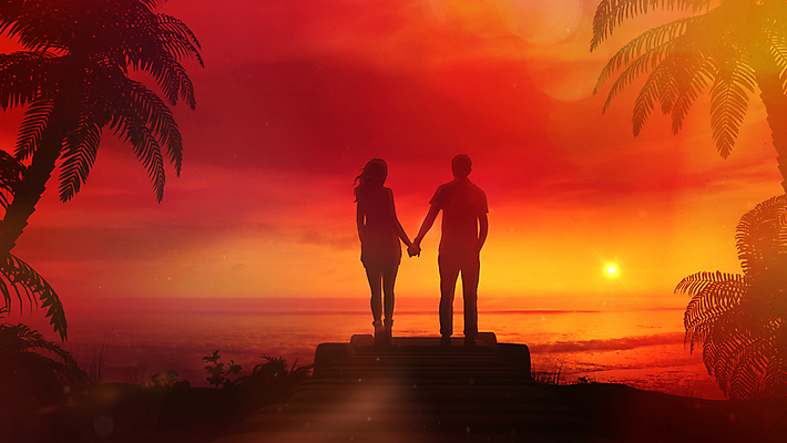 포토 JPG 해외이미지 전신 라이프스타일 커플 여자 남자 실루엣 여행 자연 하늘 휴식 서기 성인 두명 야자수 손잡기 주황색 일몰 성인만 해외202004 해외포토 나무 컬러 컨셉 관계 모션 촬영기법 사람 생활 노을 생태계 파일형식
