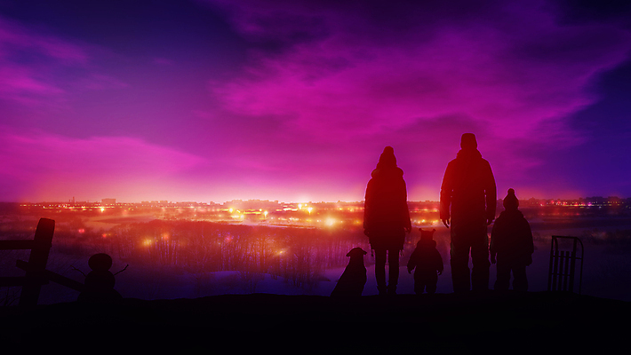 포토 JPG 해외이미지 전신 한마리 라이프스타일 여자 남자 실루엣 어린이 여행 가족 자연 휴가 휴식 서기 소년 여러명 성인 빛 보라색 일몰 개 해외202004 해외포토 1 컬러 다수 컨셉 포유류 관계 모션 촬영기법 사람 생활 노을 생태계 파일형식