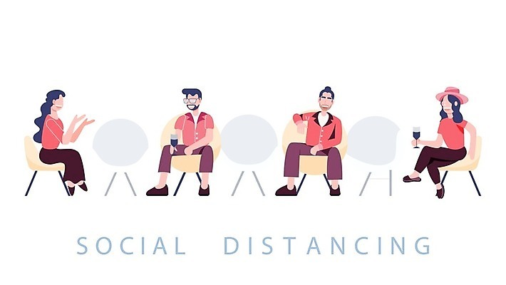 EPS 해외이미지 전신 여자 남자 의자 일러스트 대화 들기 앉기 여러명 성인 다리꼬기 성인만 코로나바이러스 사회적거리두기 생활방역 포스트코로나 델타변이바이러스 위드코로나 해외일러스트 캠페인 가구 다수 모션 말하기 사람 바이러스 사회이슈 방역 파일형식 벡터