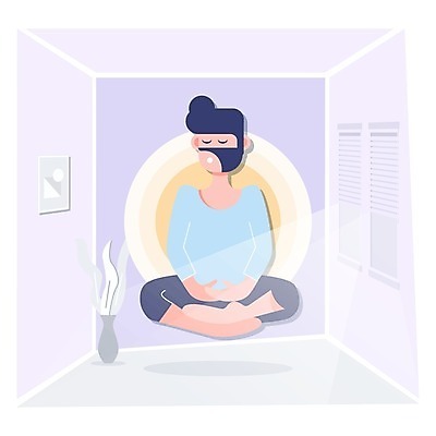 EPS 해외이미지 전신 남자 화분 일러스트 창문 실내 한명 앉기 성인 빛 건강관리 명상 성인남자한명만 코로나바이러스 포스트코로나 델타변이바이러스 위드코로나 해외일러스트 1 모션 건강 관리 사람 내부 바이러스 사회이슈 남자한명만 성인남자만 파일형식 벡터