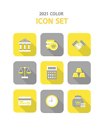 아이콘 시계 돈 악수 저울 사람없음 노란색 거래 회색 계산기 신용카드 돈자루 황금 은행 2021년 트렌드컬러 얼티메이트그레이 일루미네이팅 2D아이콘 AI파일 컬러 문구용품 손짓 금융 장비 재산 연도 파일형식 벡터 트랜드컬러