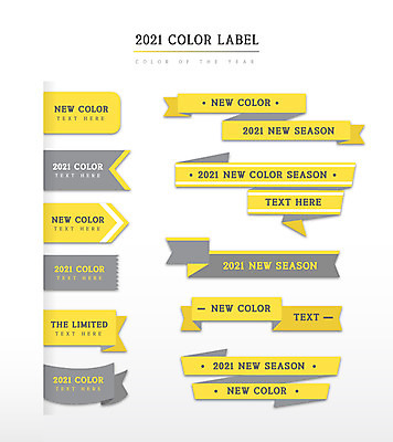 리본 일러스트 사람없음 노란색 라벨 회색 해피뉴이어 2021년 트렌드컬러 얼티메이트그레이 일루미네이팅 국내일러스트 AI파일 컬러 프레임 새해인사 연도 파일형식 벡터 트랜드컬러