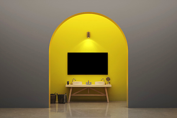 PSD 편집 편집이미지 탁자 사람없음 인테리어 노란색 3D 텔레비전 회색 디지털합성 편집소스 2021년 트렌드컬러 얼티메이트그레이 일루미네이팅 편집3D 디자인 컬러 가구 전자제품 연도 파일형식 트랜드컬러