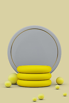 PSD 편집 편집이미지 사람없음 인테리어 노란색 3D 회색 원형 디지털합성 포디움 편집소스 2021년 트렌드컬러 얼티메이트그레이 일루미네이팅 편집3D 도형 디자인 컬러 무대 연도 파일형식 트랜드컬러